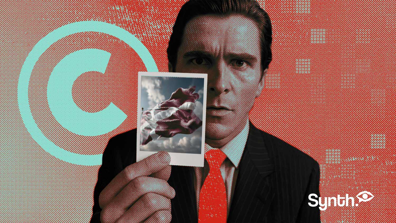 Fausse image de Christian Bale générée sur Sora montrant une photo du drapeau danois.